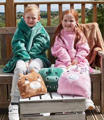 Kids Character Cushion Hooded Blanket Brand Lab BH103