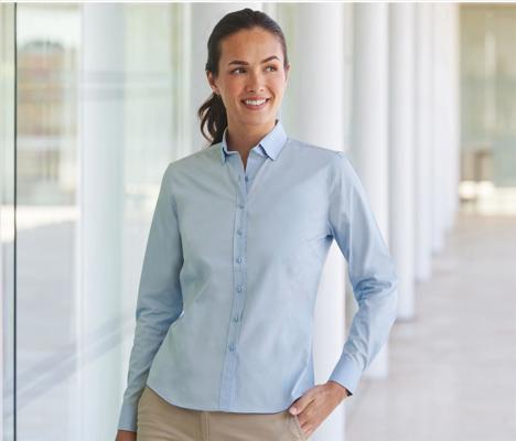 LADIES' LONG SLEEVED 'COTTON FEEL' COOLPLUS® SHIRT HENBURY HY583