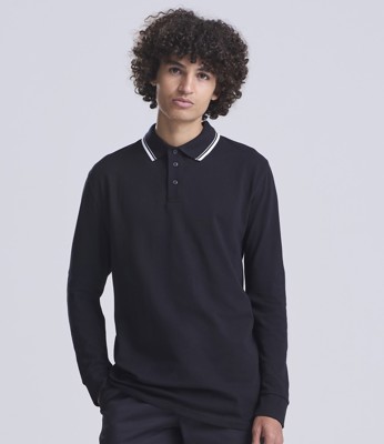 AWDis Long Sleeve Tipped 100 Polo Shirt Just Polos JP103