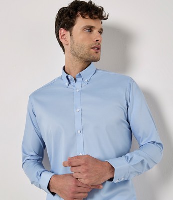 Slim Fit Stretch Long Sleeve Oxford Shirt Kustom Kit K182