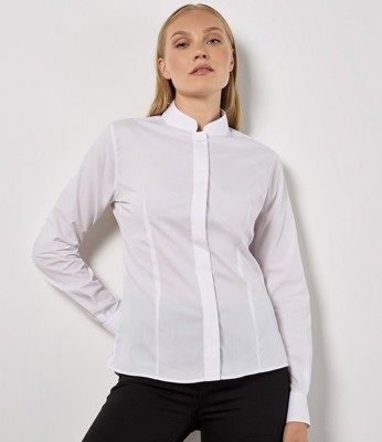 Ladies Long Sleeve Tailored Mandarin Collar Shirt Kustom Kit K261