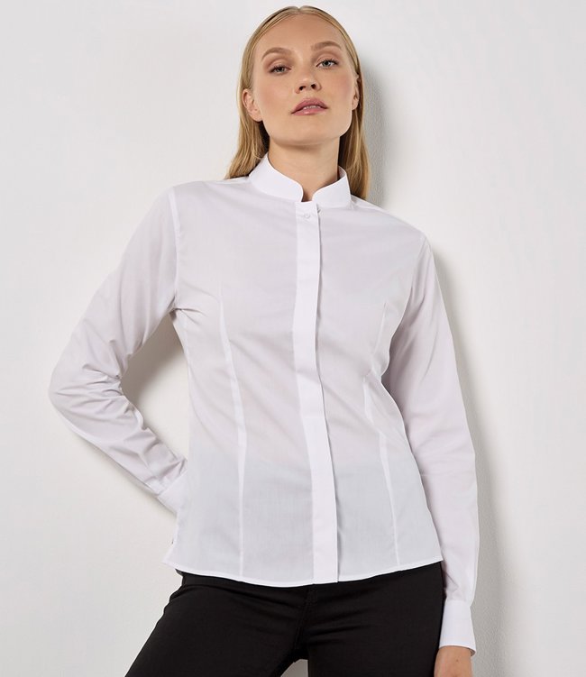 Ladies Long Sleeve Tailored Mandarin Collar Shirt Kustom Kit K261