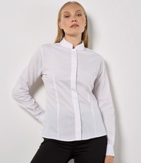 Ladies Long Sleeve Tailored Mandarin Collar Shirt Kustom Kit K261