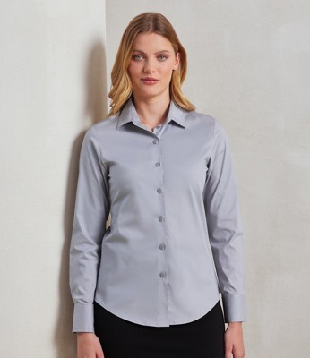 Ladies Long Sleeve Stretch Fit Poplin Shirt Premier PR344