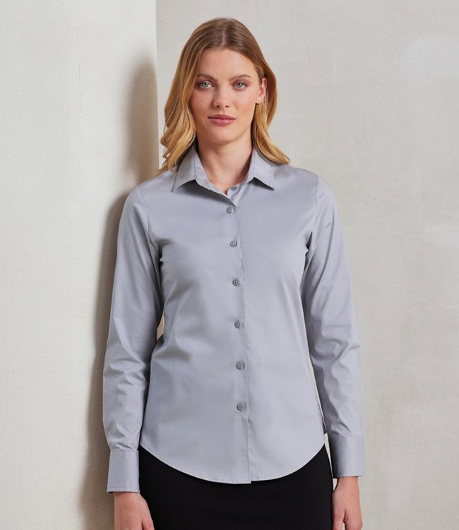 Ladies Long Sleeve Stretch Fit Poplin Shirt Premier PR344