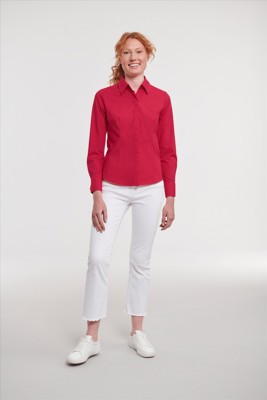 Russell Ladies LSL Fitted Polycot. Poplin Shirt Russell Athletic 9924F