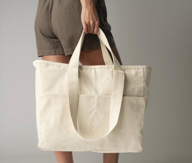 DUAL HANDLE CARGO POCKET TOTE WESTFORD MILL WM604